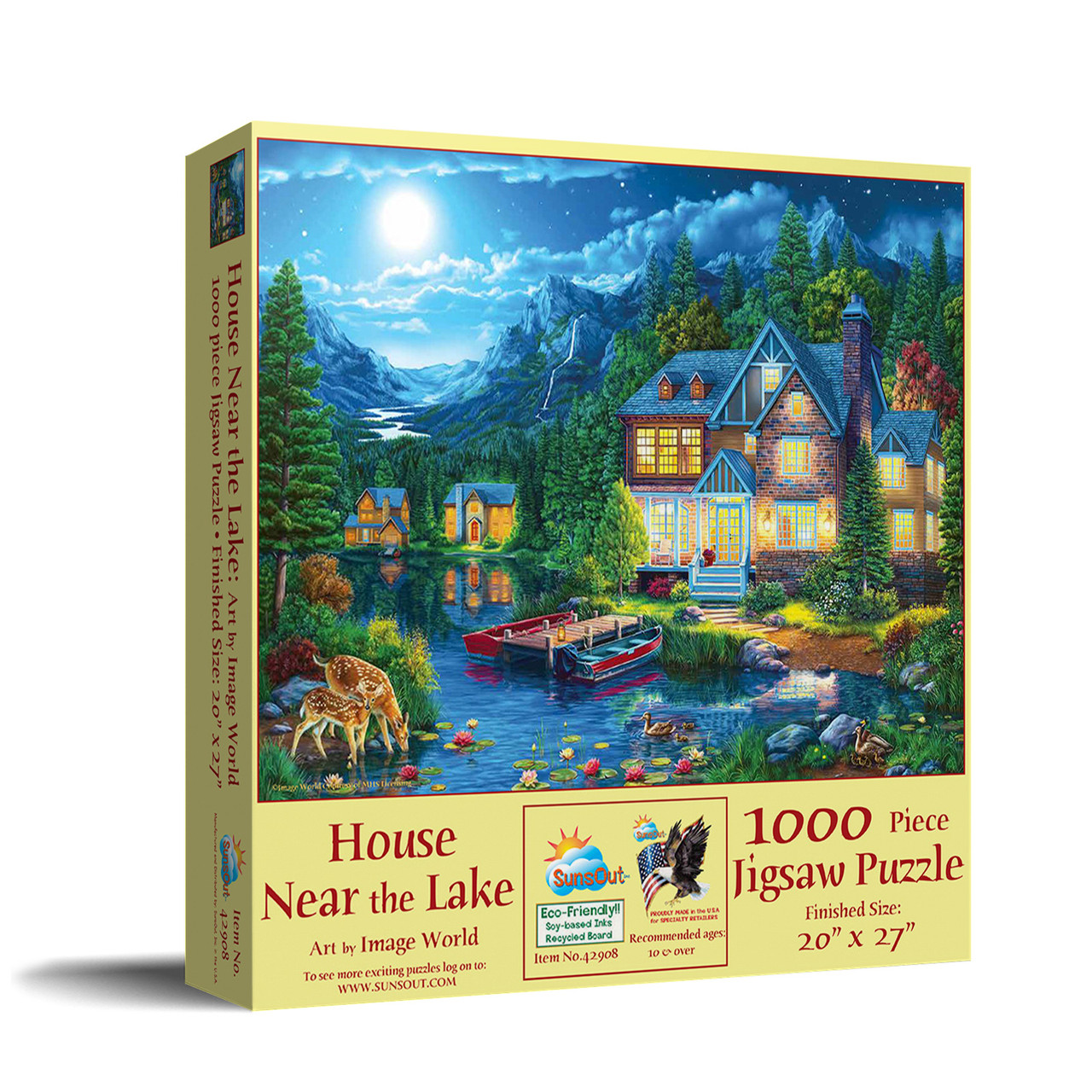 SUNSOUT INC - House Near the Lake - 1000 pc Jigsaw Puzzle by Artist: Image  World - Finished Size 20